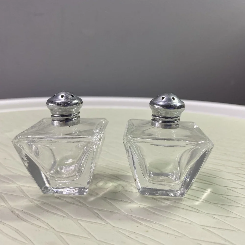 Irving Rice Crystal mini‎ square Salt And Pepper Shakers- 2
